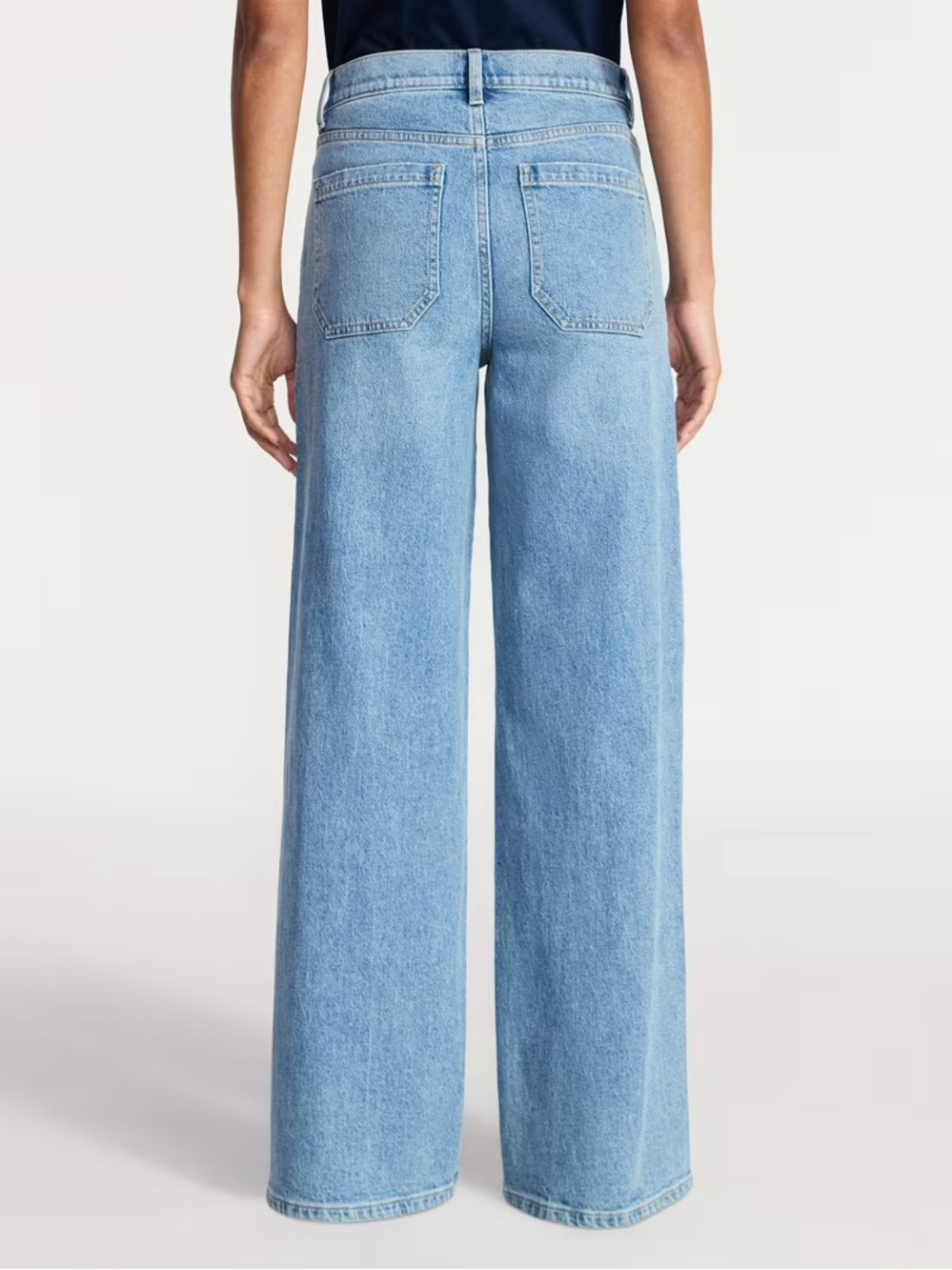 Time and Tru Women's Wide Leg Utility Trousers-Medium Wash - Picture 3 of 6